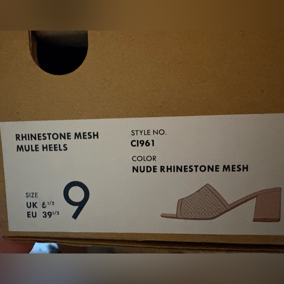 J. Crew Nude Rhinestone Mesh Slide Mules - Picture 2 of 2